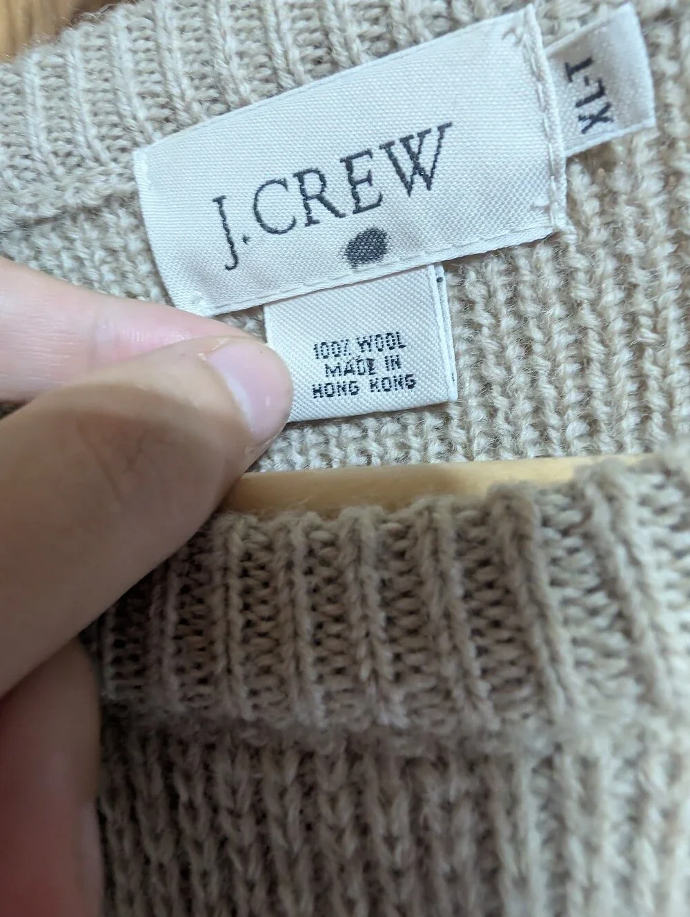 Vintage J Crew Men’s 100% Wool Heavy Chunky Knit Sweater Size XLT 90s Olive Tan